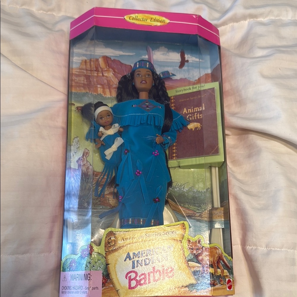 Barbie Collector's Edition in Blue Dress with Baby American Indian